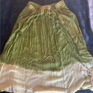 Women's Olive Green Dip-Dye Maxi Skirt